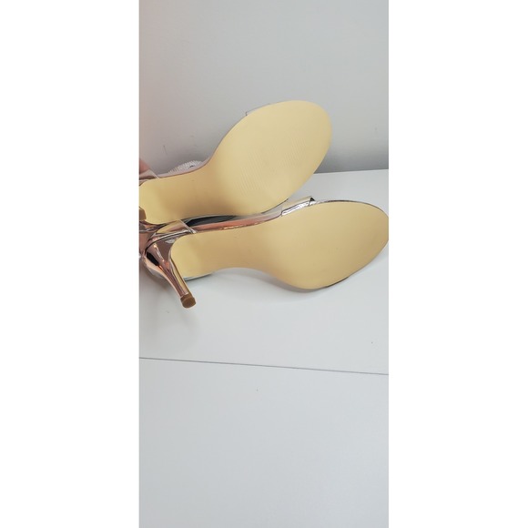 Carlkarida Silver Metallic Rhinestone Ankle Cuff Stiletto Sandals Womens 10 - Picture 6 of 8